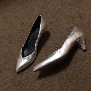 Silver urban outfitters kitten heels!
